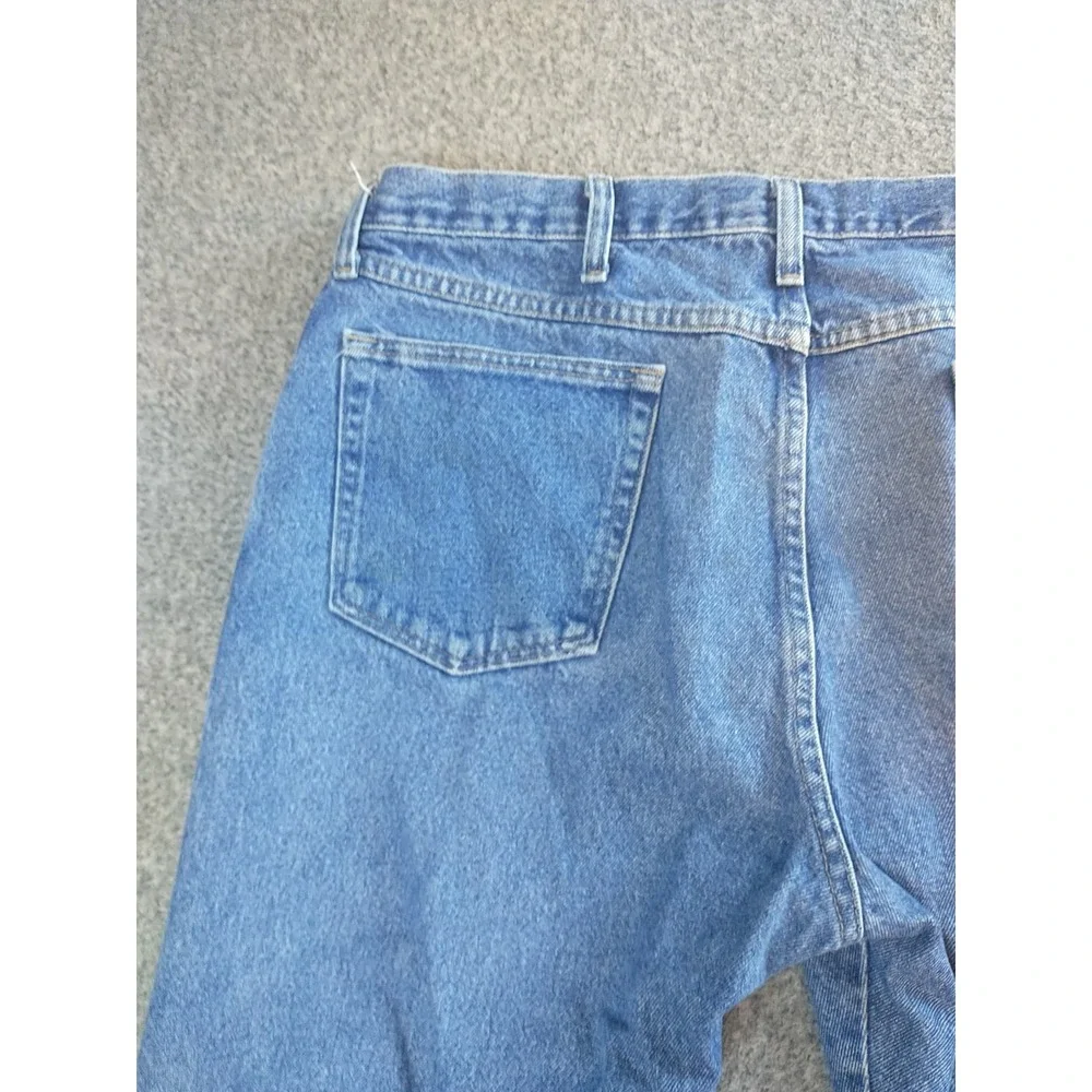 Wrangler Authentic Jeans Mens 36x28 Blue Straight Leg Distressed 96501DS Denim
